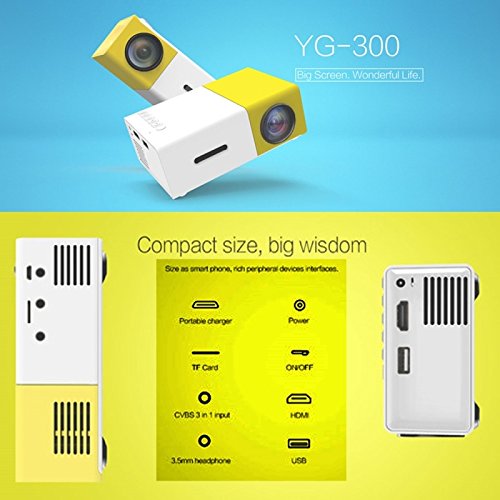 IBS UC 500 PROJECTOR, 400LM Portable Mini Home Theater LED Projector with Remote Controller, Support HDMI, AV, SD, USB Interfaces (400 lm  Wireless  Remote Controller) Portable Projector  (yellow white)