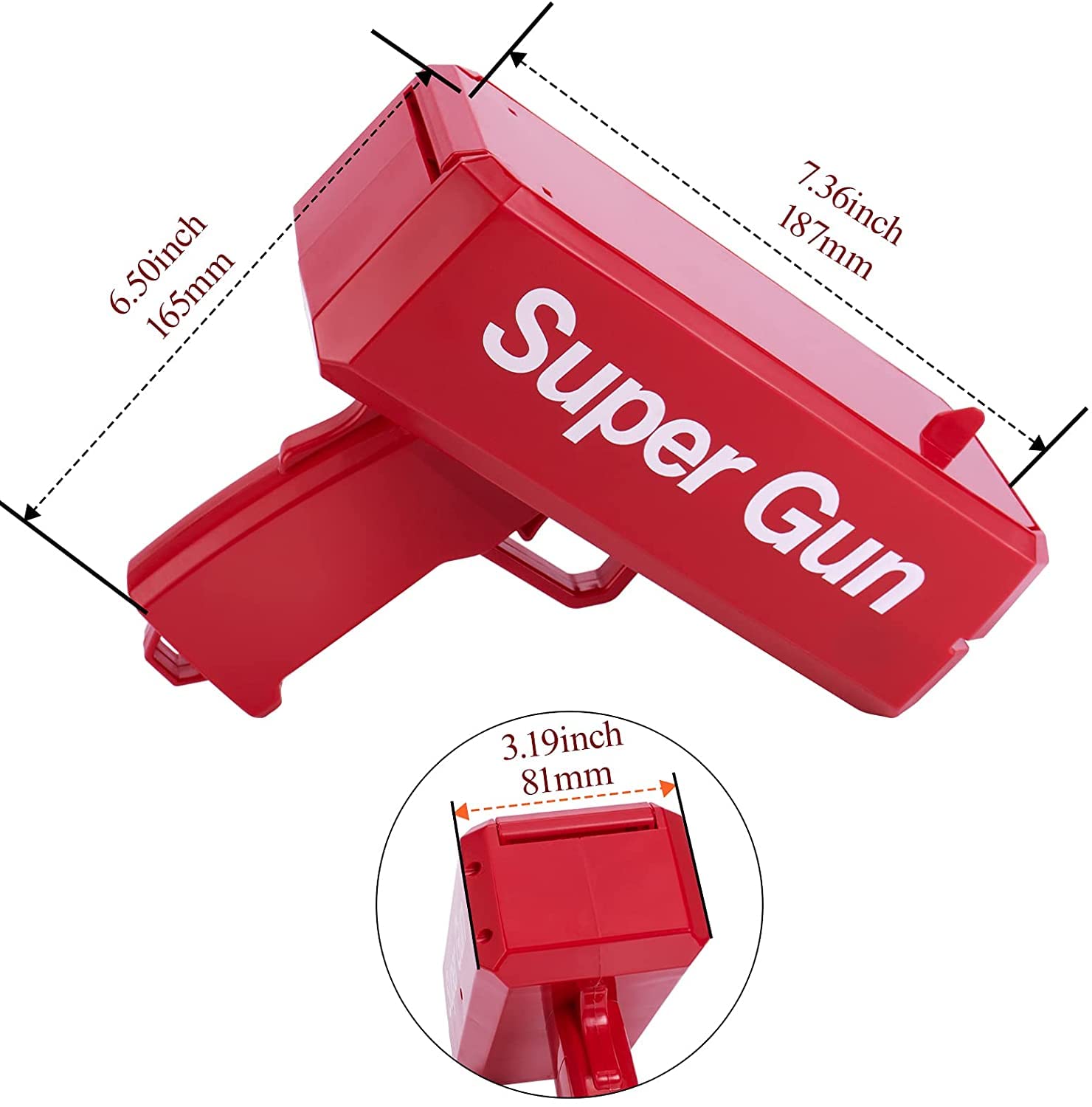 Super Money Gun Cash Cannon for Wedding, Parties and Fun – Includes 50 Fake Dollars Money Gun  (Red)