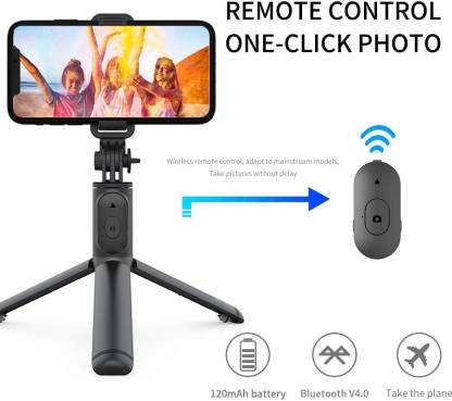 Hold up Wireless R1 Bluetooth Selfie Stick  (Black, Remote Included)