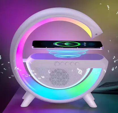 Wireless Charger Lamp with Bluetooth Speaker FM Radio 15W Fast Charging 15 W Bluetooth LaptopDesktop Speaker  (Multicolor, 2.0.2 Channel)